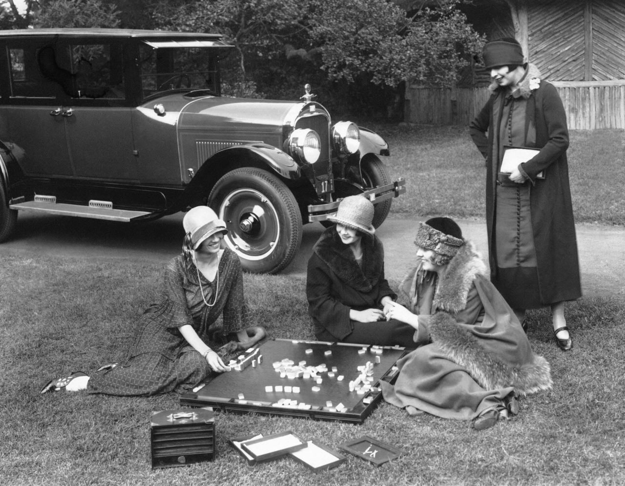 Four young women playing mahjong in California in 1924, soon after the game was introduced from China to the US.