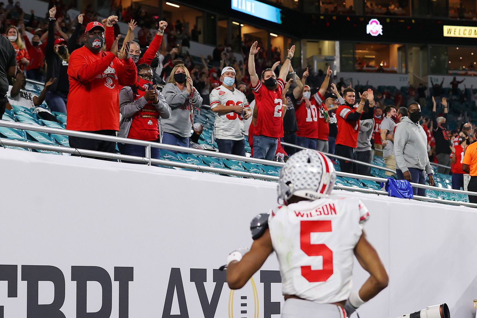 Ohio State fans cheer wide receiver Garrett Wilson after a third-quarter touchdown.