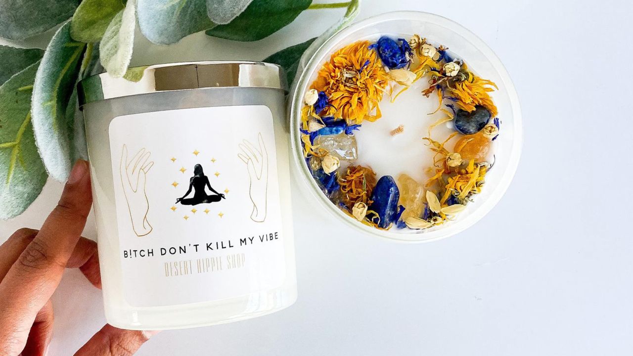 Desert Hippie Shop B!tch Don't Kill My Vibes Lavender & Birch Candle