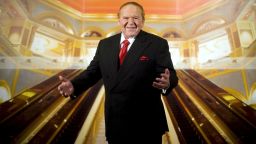 Gaming Tycoon Sheldon Adelson Gestures During an Interview at the Venetian Macao Resort Hotel Macao China 27 August 2007 the Venetian Macao Opens 28 August 2007 Being Macao's 27th Casino Featuring 850 Gaming Tables and 4100 Slot Machines at a Cost 2 4 Billion Us Dollars