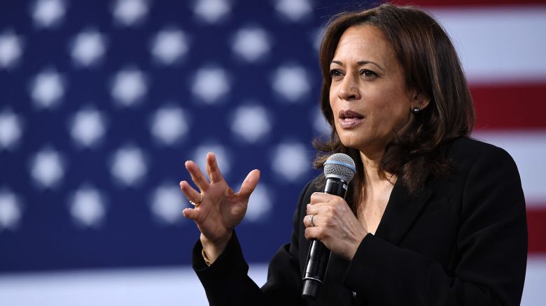 LAS VEGAS, NEVADA - APRIL 27:  Democratic presidential candidate U.S. Sen. Kamala Harris (D-CA) speaks at the National Forum on Wages and Working People: Creating an Economy That Works for All at Enclave on April 27, 2019 in Las Vegas, Nevada. Six of the 2020 Democratic presidential candidates are attending the forum, held by the Service Employees International Union and the Center for American Progress Action Fund, to share their economic policies.  (Photo by Ethan Miller/Getty Images)