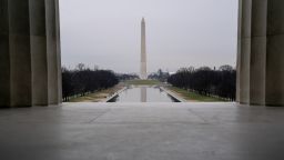 WASHINGTON, DC - JANUARY 11: The Washington Monument is seen from the Lincoln Memorial on January 11, 2021 in Washington, DC. The National Parks Service stated that the Monument will be closed down at least through January 24, due to threats from the groups involved in the violence at the U.S. Capitol on January 6. (Photo by Stefani Reynolds/Getty Images)