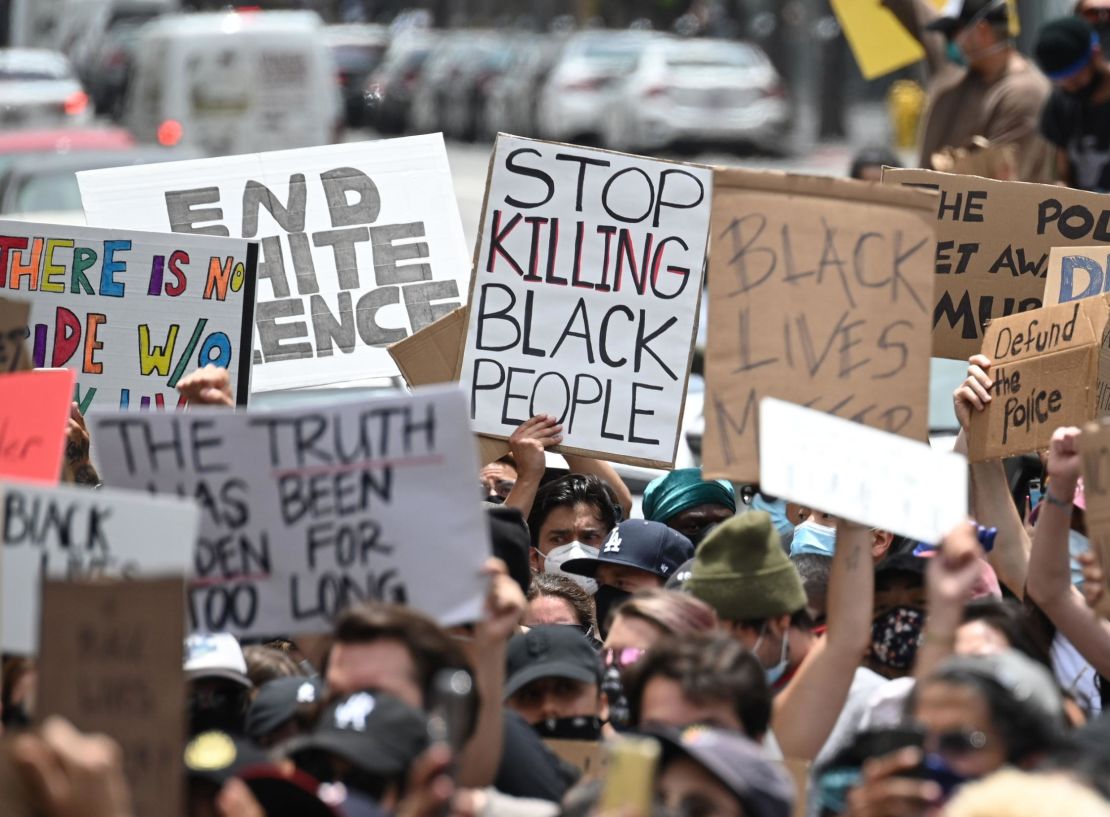Demonstrators marched in Hollywood, California last June to protest the death of George Floyd.