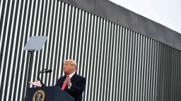 US President Donald Trump speaks after touring a section of the border wall in Alamo, Texas on January 12, 2021. (Photo by MANDEL NGAN / AFP) (Photo by MANDEL NGAN/AFP via Getty Images)