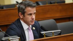 Rep. Adam Kinzinger, R-IL, questions witnesses during a House Committee on Foreign Affairs hearing looking into the firing of State Department Inspector General Steven Linick, on Capitol Hill in Washington, DC on September 16, 2020. (Photo by KEVIN DIETSCH / POOL / AFP) (Photo by KEVIN DIETSCH/POOL/AFP via Getty Images)
