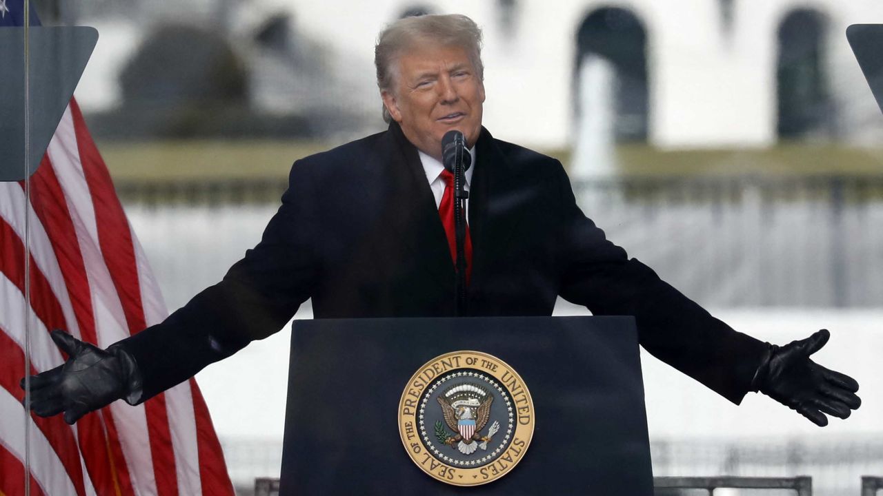 Donald Trump addresses supporters at "Save America March" in Washington on January 6.