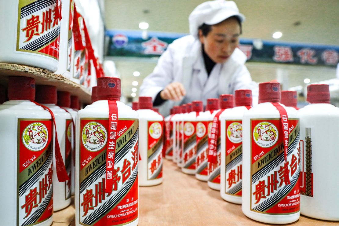 A worker at a Moutai distillery in November 2020. 