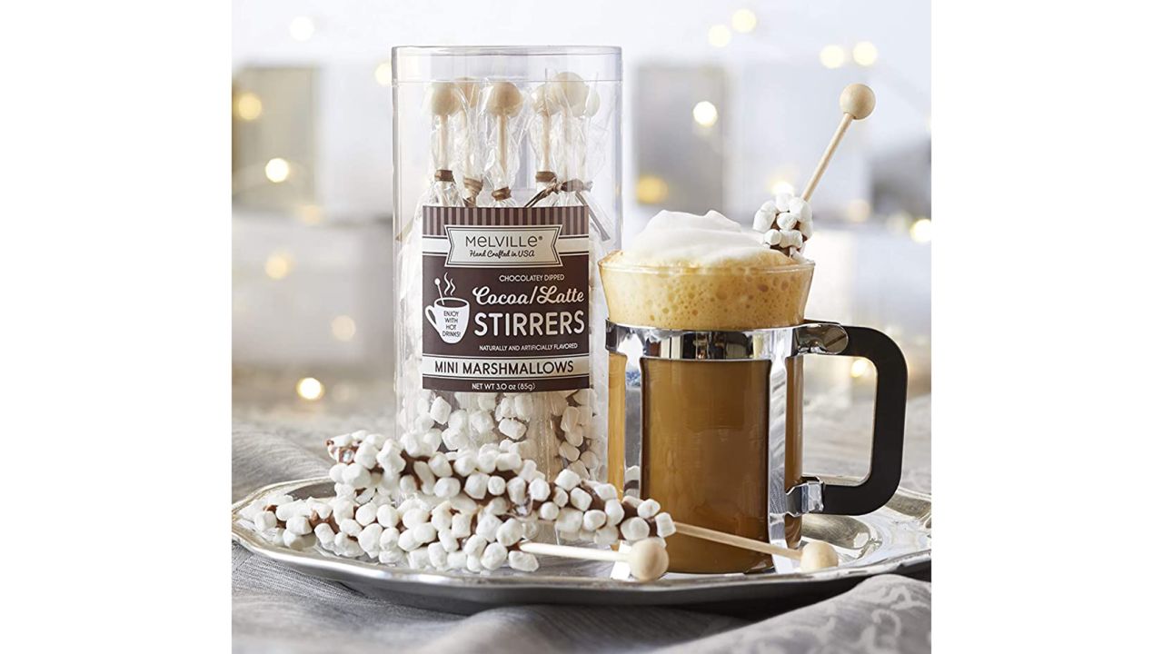 Melville Candy Store Gourmet Mini Marshmallow Chocolate Stirrers, 8-Pack