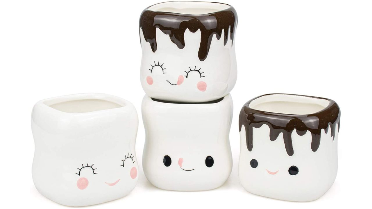 Hedume Ceramic Marshmallow-Shaped Hot Chocolate Mugs, 4-Pack