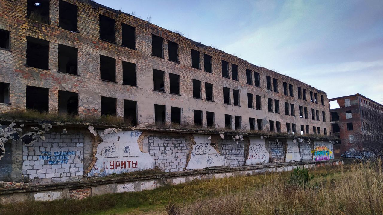 The ruins of a former Soviet military hospital.