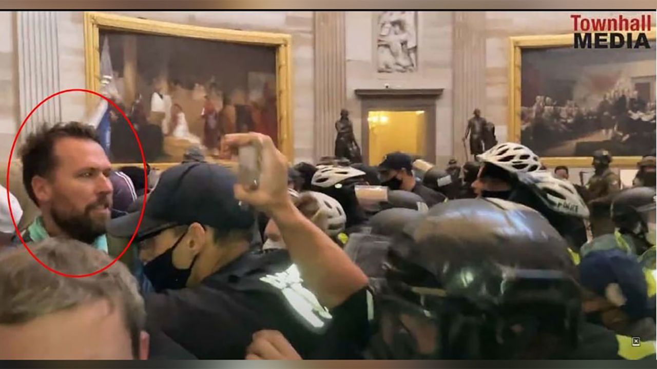 An FBI screenshot of video from the Capitol Rotunda on January 6 showed Keller in the crowd that stormed the building.