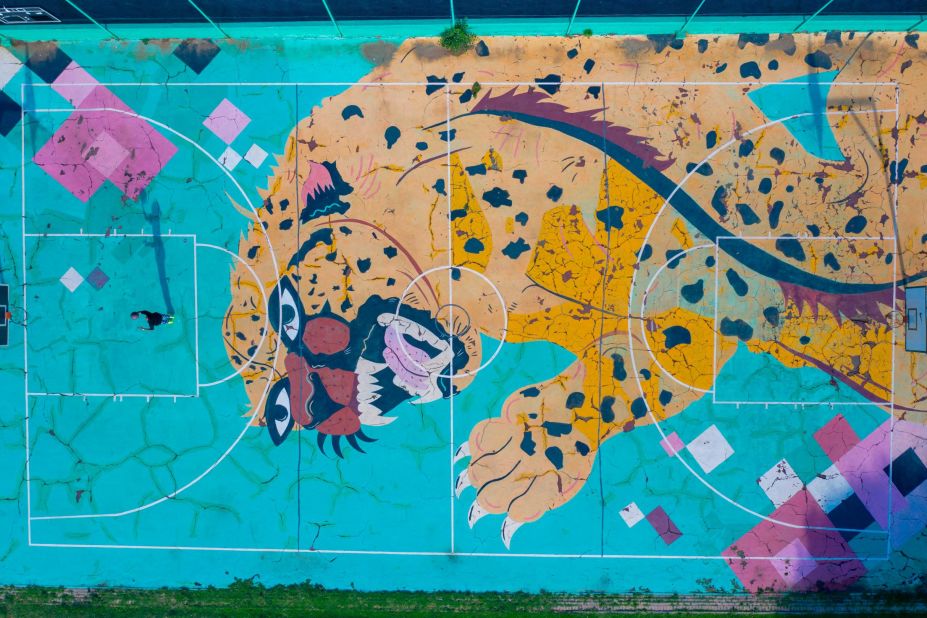 A collaboration between Poppy, Nike and another artist, Faatimah Mohammed-Luke, the custom basketball courts are the first of their kind in Africa.