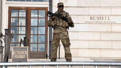 Armed National Guard troops are helping to secure government buildings and maintaining a perimeter around the US Capitol.