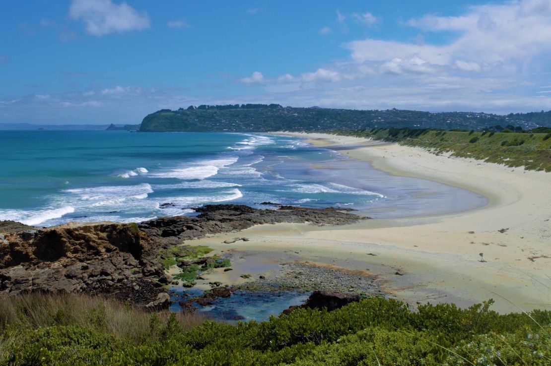 Pictured is St. Kilda beach in  Dunedin, New Zealand. As the world slowly reopens, visiting beaches can be safer than traveling to indoor destinations.