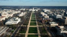 The National Mall is seen from the top of the Washington Monument in Washington in November 2020.