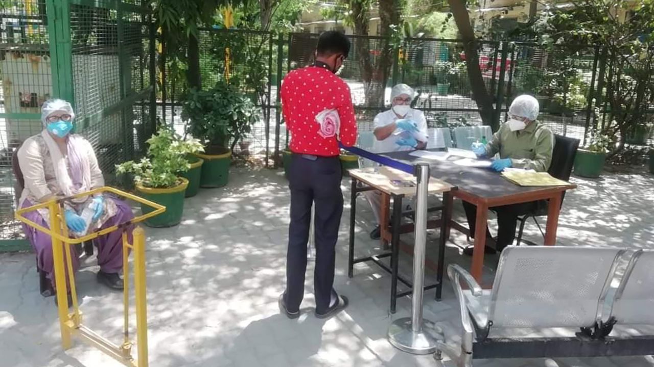 Ration distribution centers were set up at schools in New Delhi.