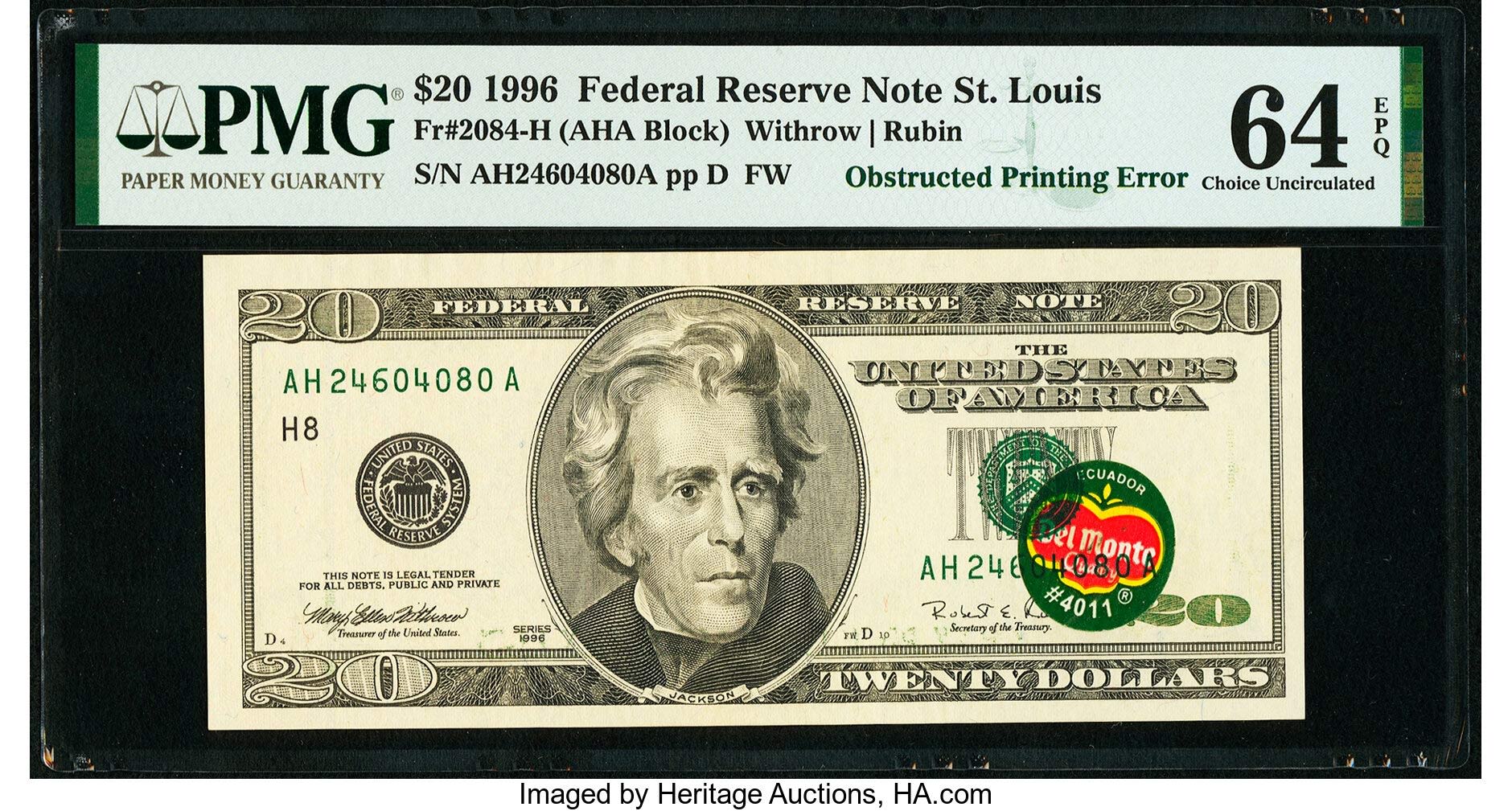 Del Monte note: $20 banknote has currency collectors going bananas