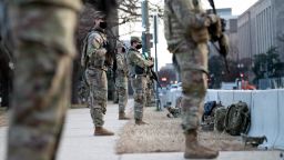 Members of the National Guard are seen guarding Capitol Hill in preparation for the US Presidential Inauguration a week after a pro-Trump mob broke into and took over the Capitol, January 14, 2021, in Washington, DC. 