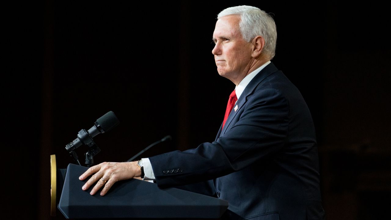 MILNER, GA - JANUARY 04: U.S. Vice President Mike Pence speaks during a visit to Rock Springs Church to campaign for GOP Senate candidates  on January 4, 2021 in Milner, Georgia. Tomorrow is the final day for Georgia voters to vote for U.S. Senators Republican incumbents David Perdue and Kelly Loeffler or Democratic Candidates John Ossoff and Raphael Warnock. (Photo by Megan Varner/Getty Images)