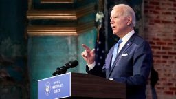 President-elect Joe Biden speaks about the COVID-19 pandemic during an event at The Queen theater, Thursday, Jan. 14, 2021, in Wilmington, Del. (AP Photo/Matt Slocum)