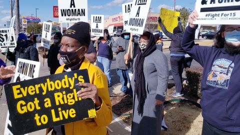 Fight for $15 and a Union protest in Memphis, TN, on January 15, 2021.