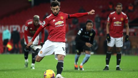 Bruno Fernandes converts a penalty for Manchester United this season.