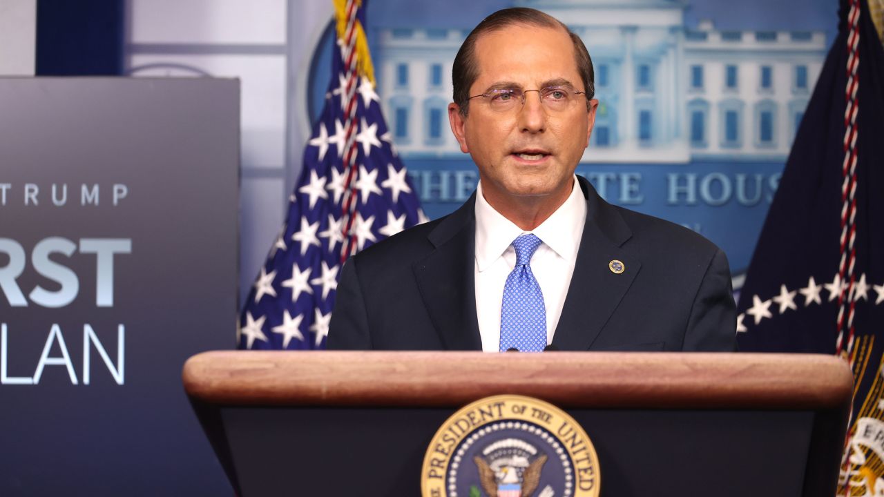 WASHINGTON, DC - NOVEMBER 20: United States Secretary of Health and Human Services Alex Azar speaks to the press in the James Brady Press Briefing Room at the White House on November 20, 2020 in Washington, DC.