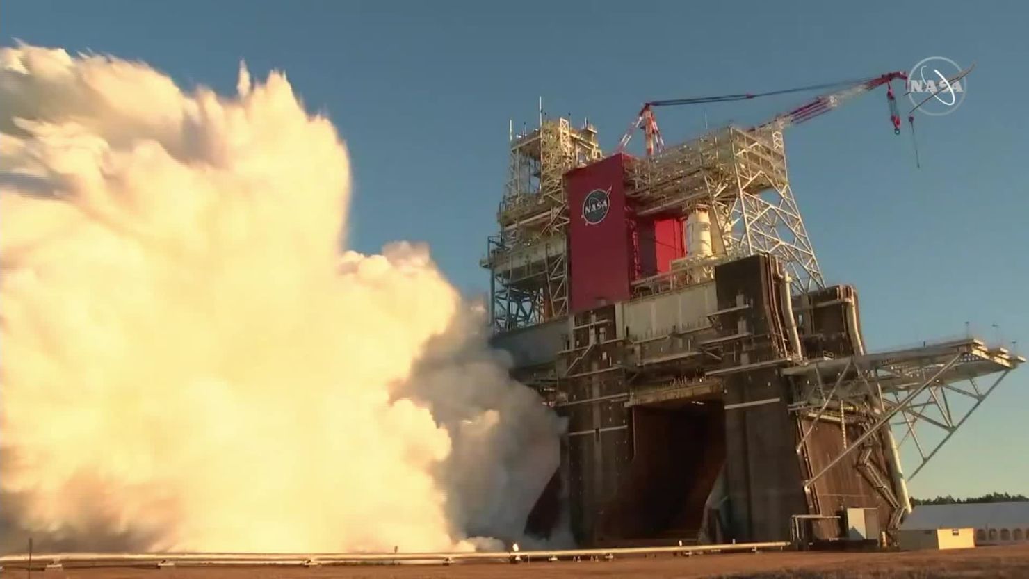 NASA's Space Launch System during the test on Saturday.