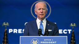 US President-elect Joe Biden delivers remarks on the public health and economic crises at The Queen theater in Wilmington, Delaware on January 14, 2021.