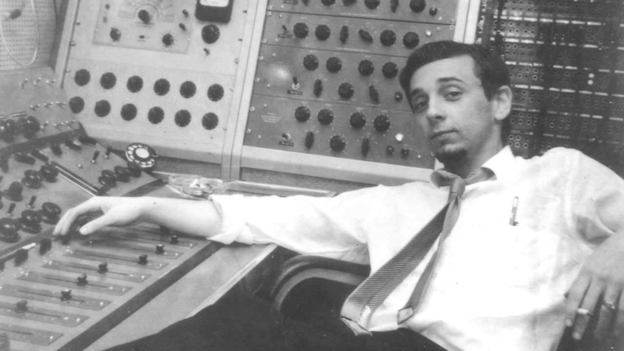 Record producer Phil Spector is pictured in the studio around 1970.