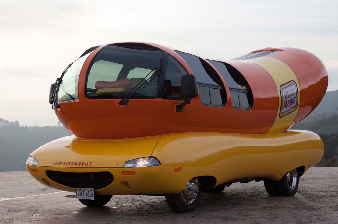 The iconic Wienermobile is seen in all its glory.