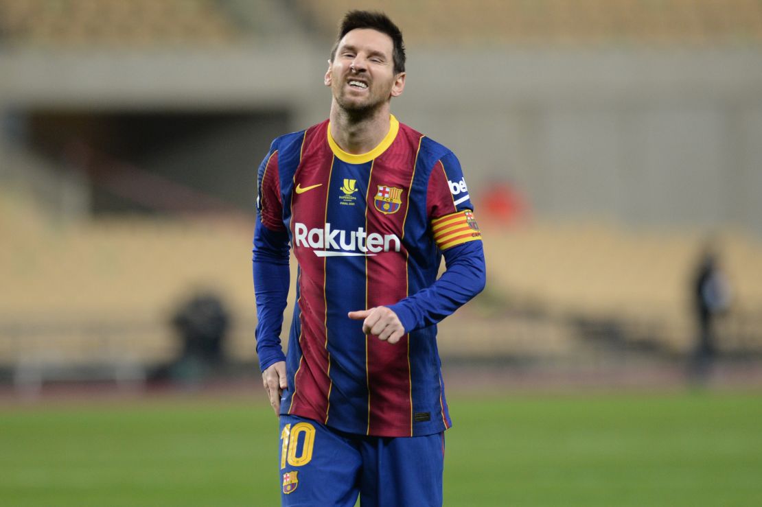 Lionel Messi was shown the first red card of his Barcelona career.