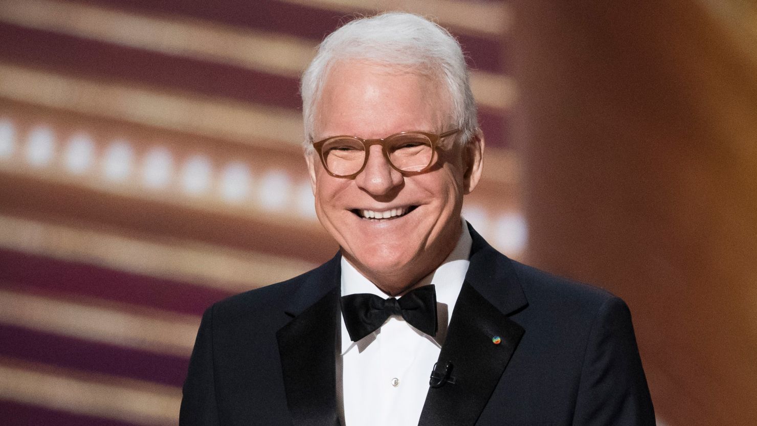 Actor Steve Martin speaks on stage during the Oscars in 2020 in Hollywood.