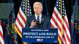 Biden speaks during an event about affordable healthcare at the Lancaster Recreation Center on June 25, 2020 in Lancaster, Pennsylvania. Biden met with families who have benefited from the Affordable Care Act and made remarks on his plan for affordable healthcare. 