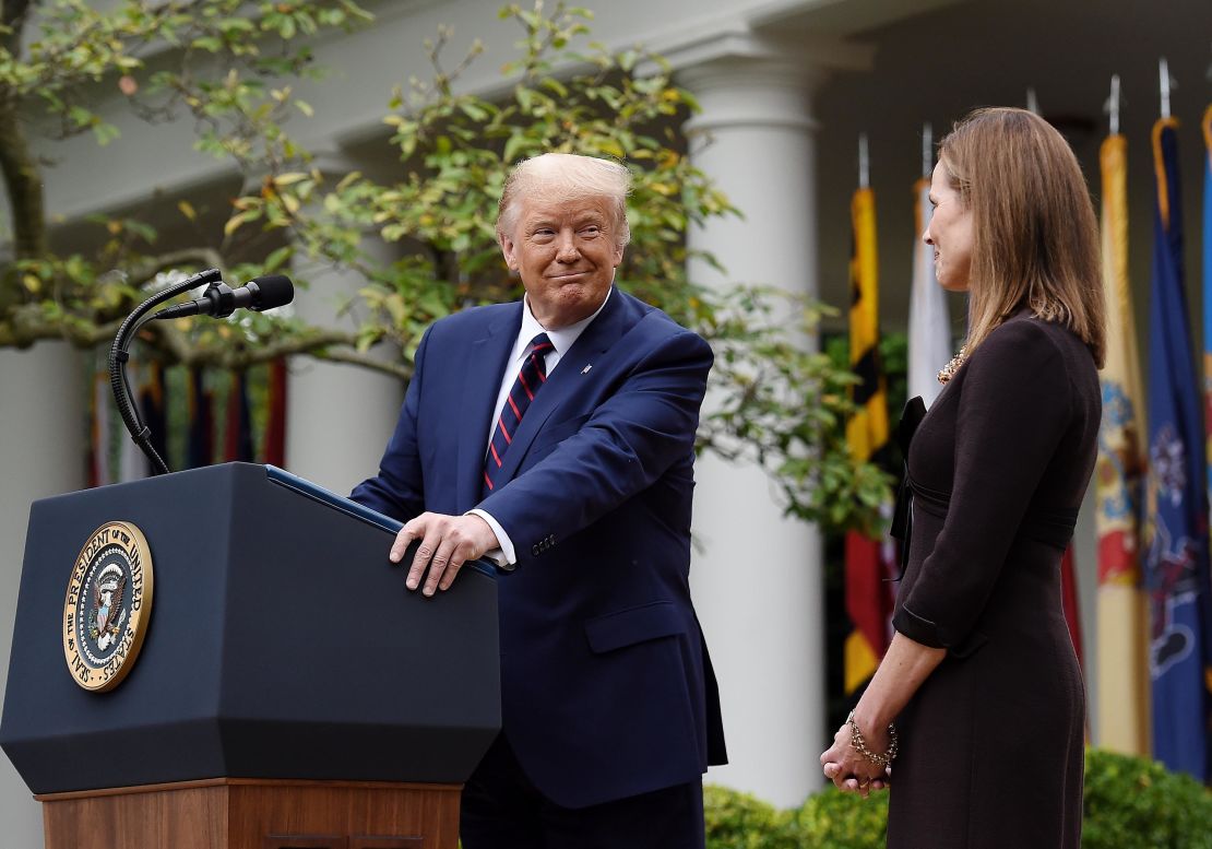 Judge Amy Coney Barrett speaks after being nominated to the US Supreme Court by President Donald Trump in the Rose Garden of the White House in Washington, DC on September 26, 2020.
