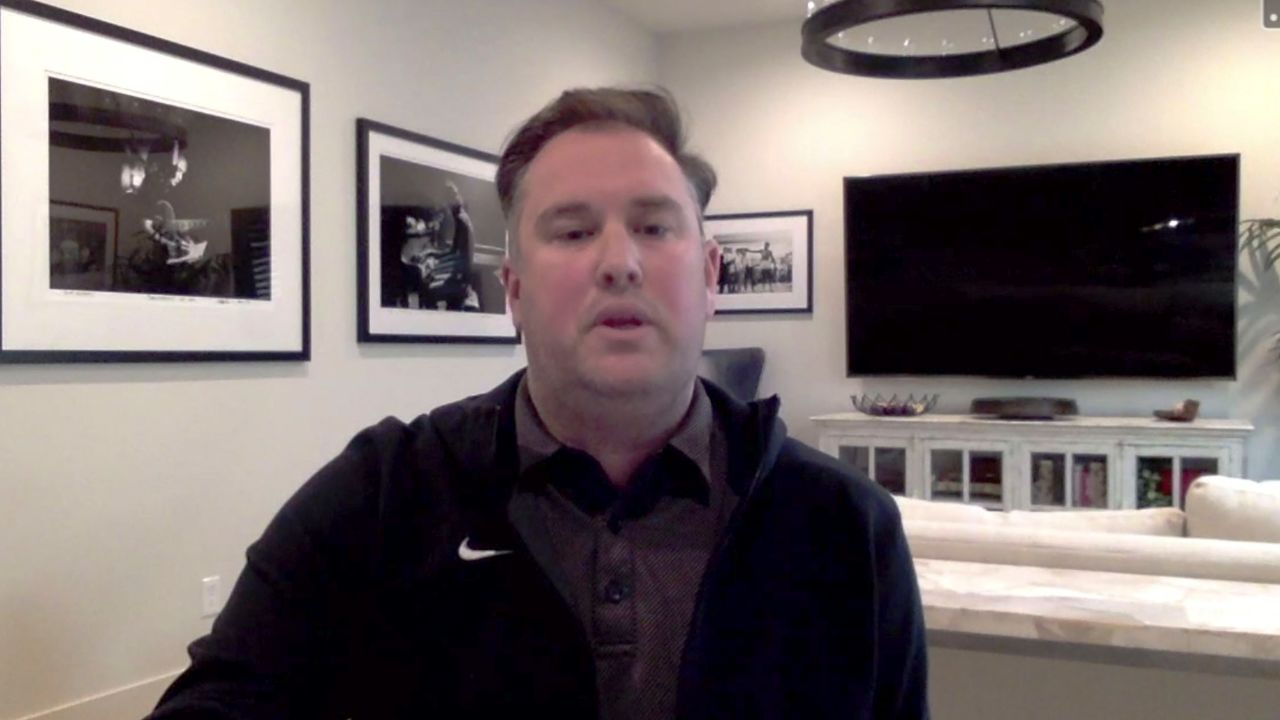 Porter participating in a Zoom call in December.