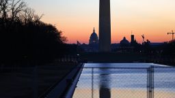 The Washington Monument and U.S. Capitol are seen during sunrise on January 16, 2021 in Washington, DC. After last week's riots at the U.S. Capitol Building, the FBI has warned of additional threats in the nation's capital and in all 50 states. According to reports, as many as 25,000 National Guard soldiers will be guarding the city as preparations are made for the inauguration of Joe Biden as the 46th U.S. President.