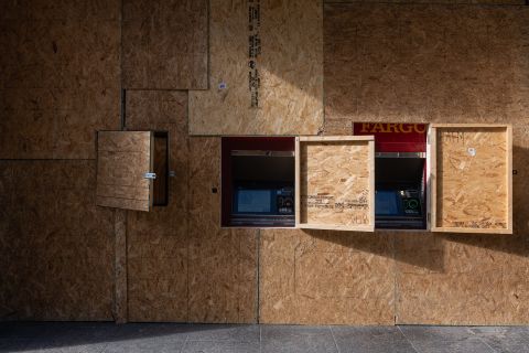 ATMs are boarded up in Washington, DC, two days before the inauguration.