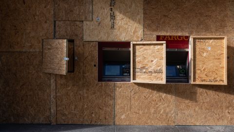 ATMs are boarded up in Washington, DC, two days before the inauguration.