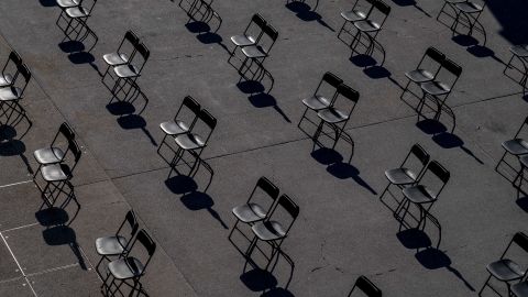 Chairs are spread out at the Capitol so that VIPs would be able to socially distance during the inauguration.
