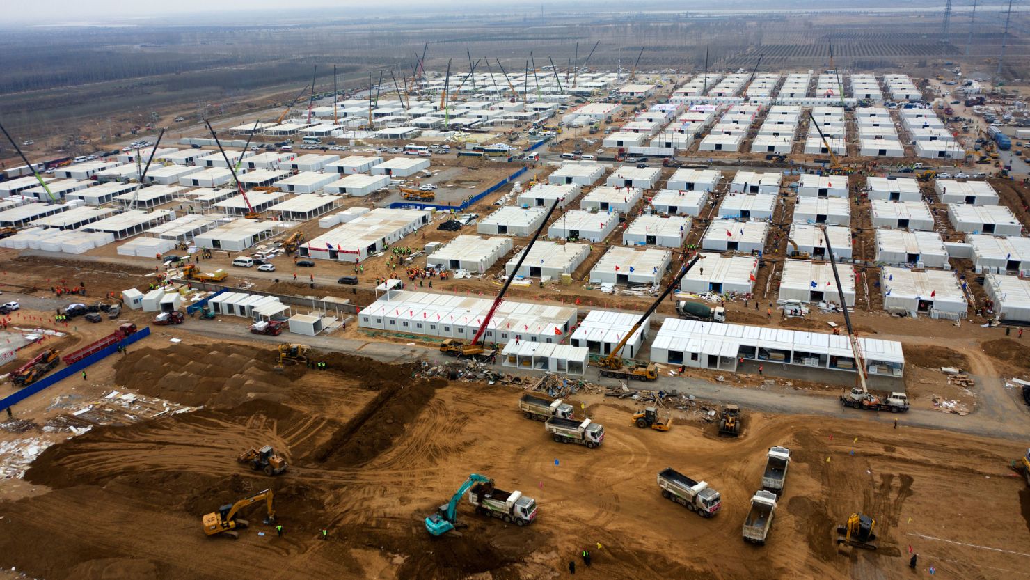 An aerial view of the construction site of the quarantine camp in Shijiazhuang, Hebei, China, on January 19.