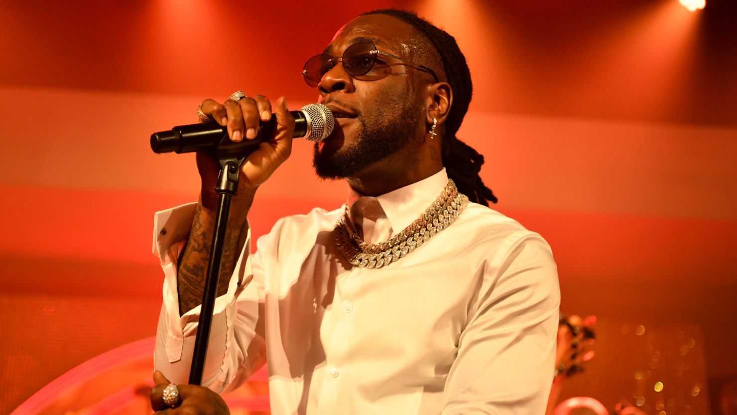 Burna Boy performs onstage at the pre-Grammy party at Hollywood Athletic Club on January 23, 2020