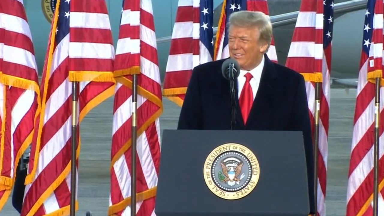 President Donald Trump speaks at Joint Base Andrew on Wednesday, January 20.