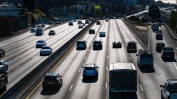 Traffic travels on Interstate 80 in El Cerrito, California, U.S., on Wednesday, Nov. 25, 2020. The U.S. Centers for Disease Control and Prevention issued a travel advisory last Thursday urging people to skip Thanksgiving  travel and celebrate only with those in their households, and after the U.S. recorded over 1 million new cases in just the first 10 days of November. Photographer: David Paul Morris/Bloomberg via Getty Images