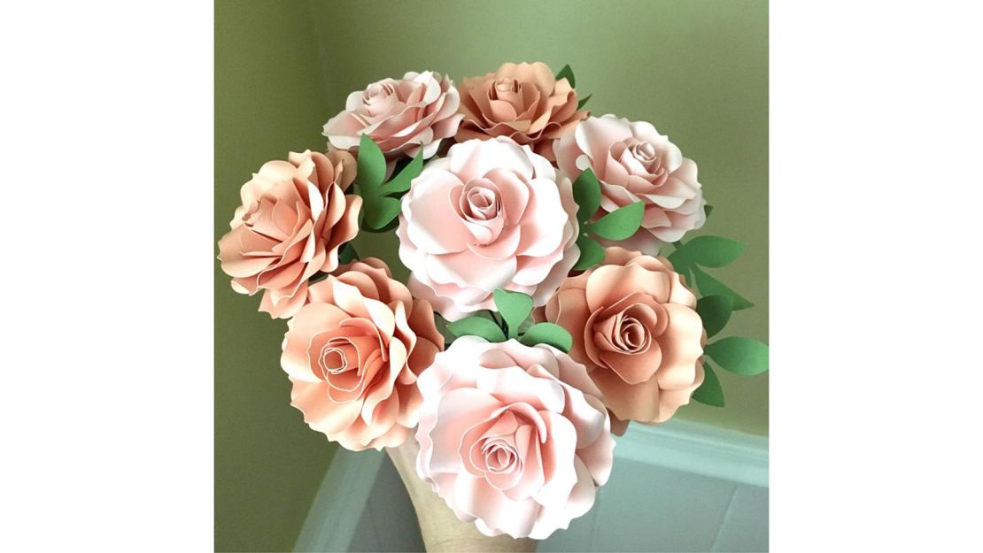 Light Pink and Peach Paper Roses