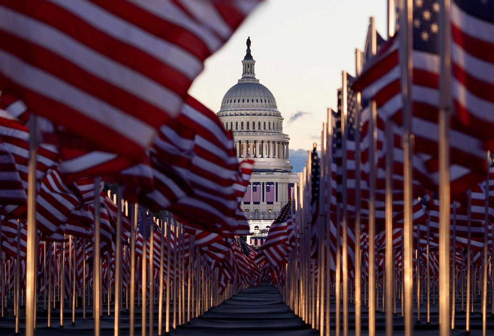 American flags are seen on the National Mall. The Presidential Inaugural Committee <a href="index.php?page=&url=https%3A%2F%2Fwww.cnn.com%2F2021%2F01%2F19%2Fpolitics%2Ffield-of-flags-biden-inauguration-trnd%2Findex.html" target="_blank">planted more than 191,500 flags on the Mall</a> to represent the people who couldn't attend the inauguration.