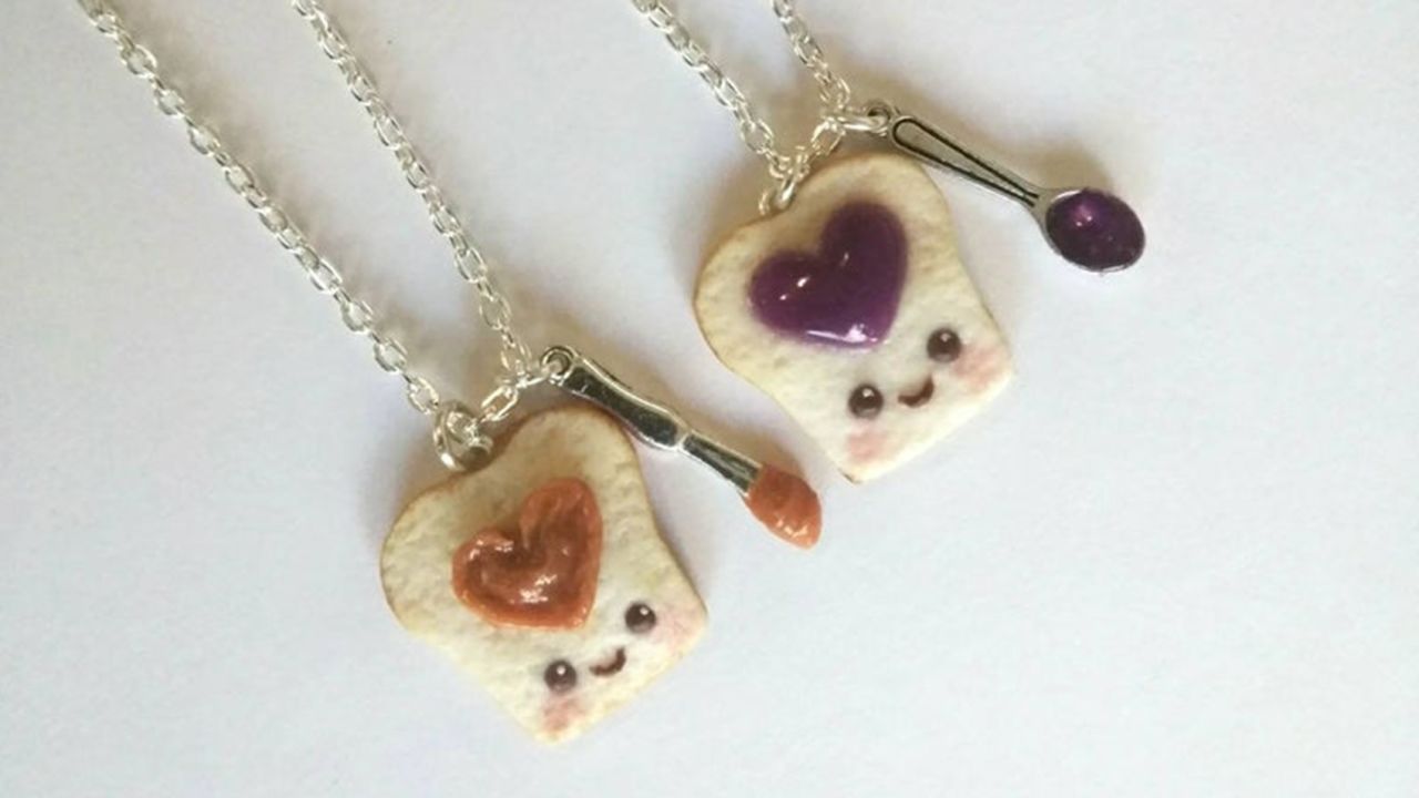 ALilBitOfCute Kawaii PB&J Heart Necklace Set