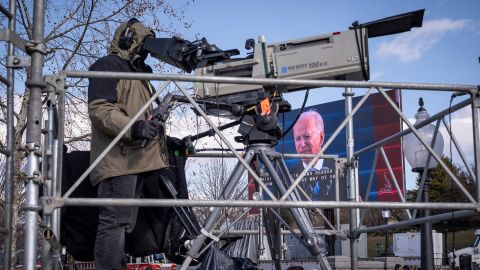 A camera operator films the inauguration.