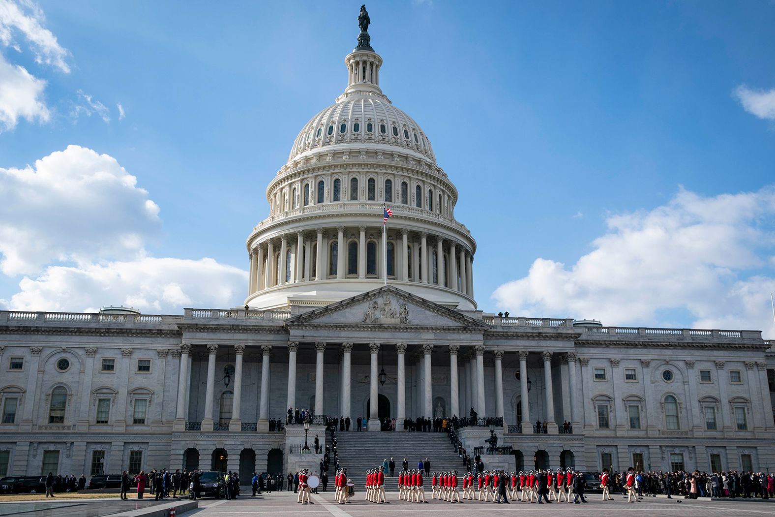 Biden, Harris and their spouses leave the US Capitol after the inauguration ceremony.