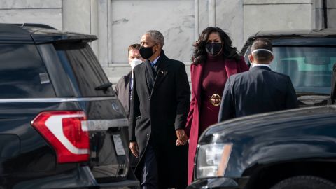 The Obamas leave the Capitol after the inauguration.